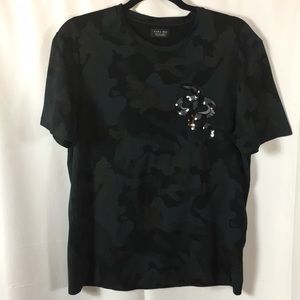 Sale NWOT Zara Man Camo Sequined Snake Shirt